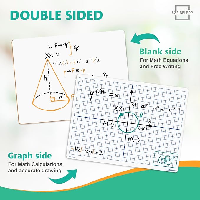 2 Pack Dry Erase XY Axis Lap Board 9”X12” | Interactive Learning Coordinate Grid Whiteboard (Double Sided)