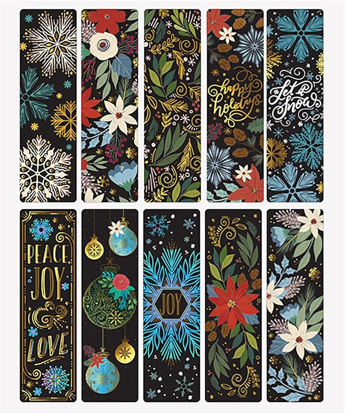Brea Reese Scratch Art Bookmarks Kit - Snowflakes, 10 Holiday Designs, Dual-Tip Stylus, Metallic Winter DIY Toy Craft Set, Handmade Gift Idea for Adults