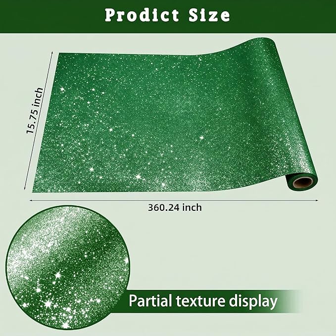 16" × 30ft Green Glitter Bulletin Board Roll Reusable Board Background Paper Wallpaper DIY Art Poster Paper Classroom Bulletin Board Decor for School Office Arts Crafts Home Wall Decor Supplies