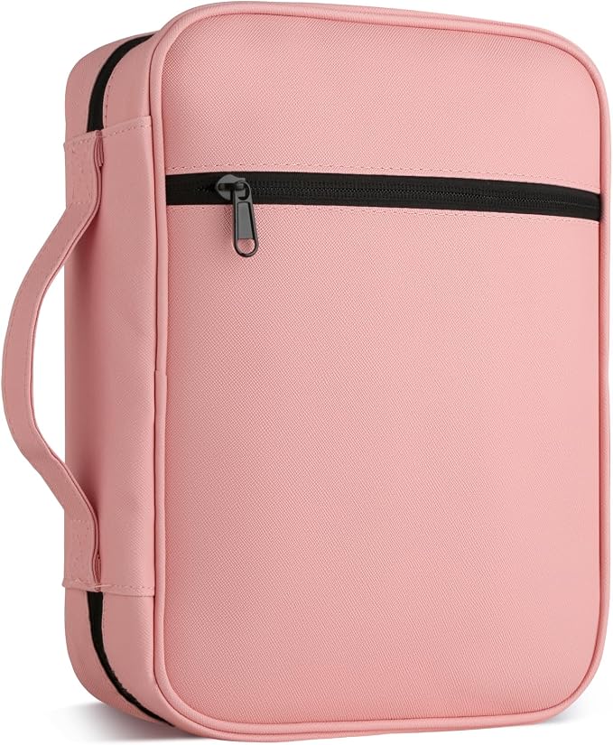 CDBXPRG Bible Cover, Bible Carrying Book Case for Women,Protective Church Organizer Holder Bag with Handle Pockets,Christian Gift for Girls Boy and Men Pink