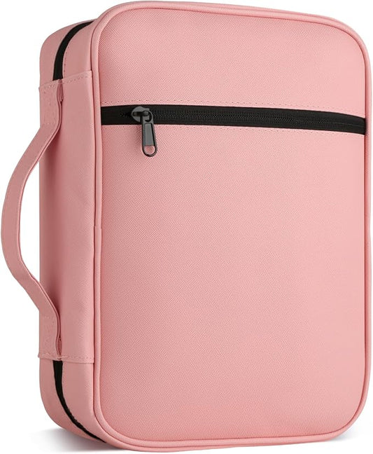 CDBXPRG Bible Cover, Bible Carrying Book Case for Women,Protective Church Organizer Holder Bag with Handle Pockets,Christian Gift for Girls Boy and Men Pink