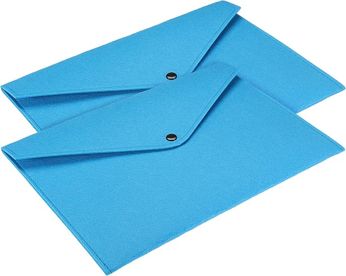 PATIKIL File Bag Felt Folder 2 Pack A4 Envelope Document Storage Pouch Organizer for Office Business, Blue