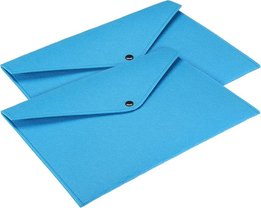 PATIKIL File Bag Felt Folder 2 Pack A4 Envelope Document Storage Pouch Organizer for Office Business, Blue