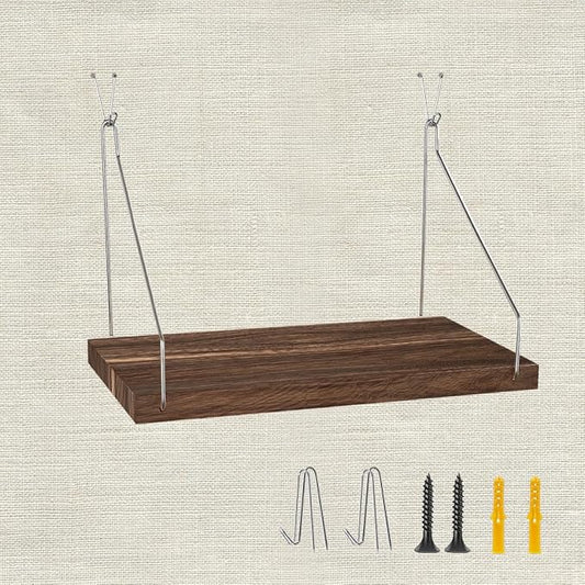 Fabric Wall Cubicle Shelf with Hooks for Work Decor, 11.8''x6'' Wooden Cubicle Organizer Storage Shelf with Hangers Cubicle Accessories for Office & Women Men Desk（1 Pack ）