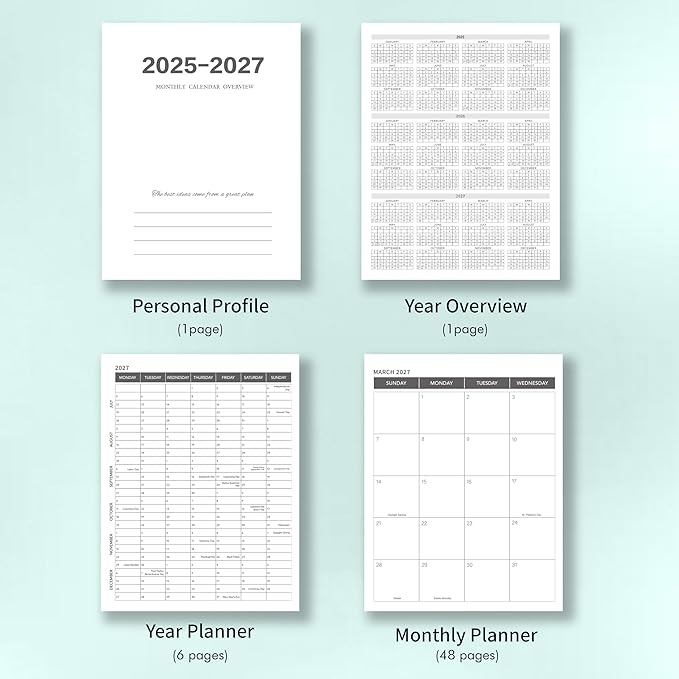 Monthly Planner 2026-2027, 2026 Calendar 18 Months Planner, January 2026 - June 2027, 8.5" x 11", 2026 Academic Calendar Hard PVC Cover with Spiral Bound, Perfect for School & Office for Women & Men