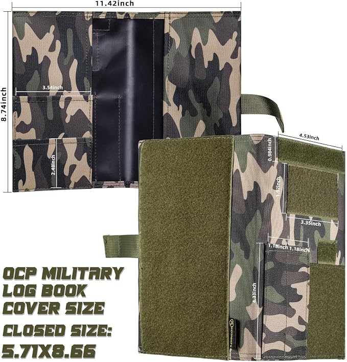 KOSIBATE OCP Military Log Book Cover, 5.5”X 8” Army Tactical Notebook,OCP Green Book Protective Holder(Camogreen,Only Cover)