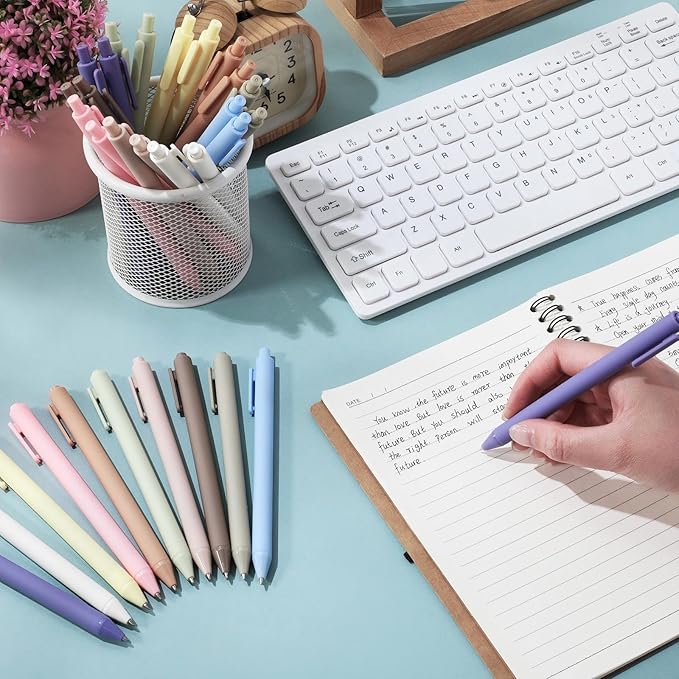 Crtiin 30 Pcs Gel Pens Bulk, 0.5mm Fine Point Black Ink Pens, Retractable Smooth Writing Quick Dry, Colored Aesthetic for School Office Journaling Teacher Appreciation Mother Day (Pastel Colors)