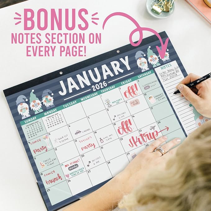 Hadley Designs Large Teacher Desk Calendar 2026-2027 - Desktop Calendar 2026, 18-Month Desk Calendars for Home, Office & Classroom, Cute Classroom Must Haves, Teacher Appreciation Gifts