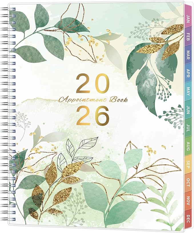 2026 Appointment Book, 30 Minutes-Hourly, Weekly ＆ Monthly Calendar Planner 2026, Jan 2026 - Dec 2026, 8.5'' x 11'', 2026 Daily Planner with Tabs ＆Pocket, Flexible Cover, Great for Office, Home, School