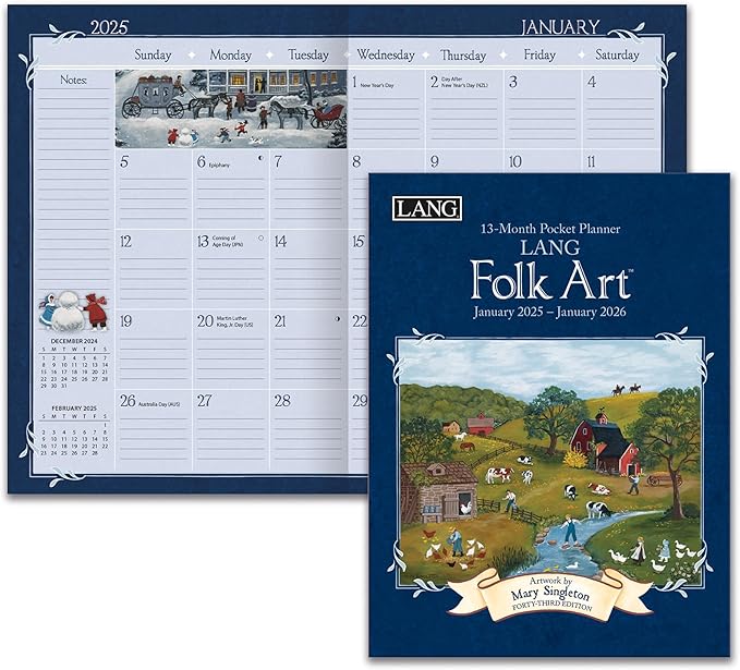 Lang, LANG Folk Art 2025 Monthly Pocket Planner by Mary Singleton