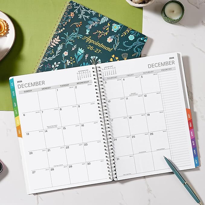 Appointment Book 2026-2027 - Daily Hourly Planner 2026-2027, July 2026 - June 2027, Weekly Appointment Book 26-27, Large Planners Weekly Monthly, 8.5" x 11", Planners with 30-Minute Interval - Green Floral
