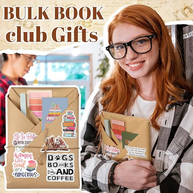 Resurhang 24 Set Blind Date with a Book Gift Box Supplies Kits Librarian Gift Excluding Books Bookish Club Gifts Bulk for Women Lovers Bookish Readers Gifts for Teachers Friends Men (Brown)