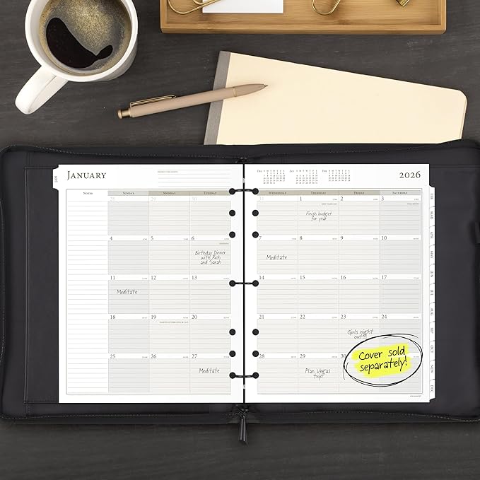 AT-A-GLANCE 2027 Planner Refill, Monthly, 8.5" x 11", Folio Size 5, Tabbed, 7-Ring Loose-Leaf (491-685-27)