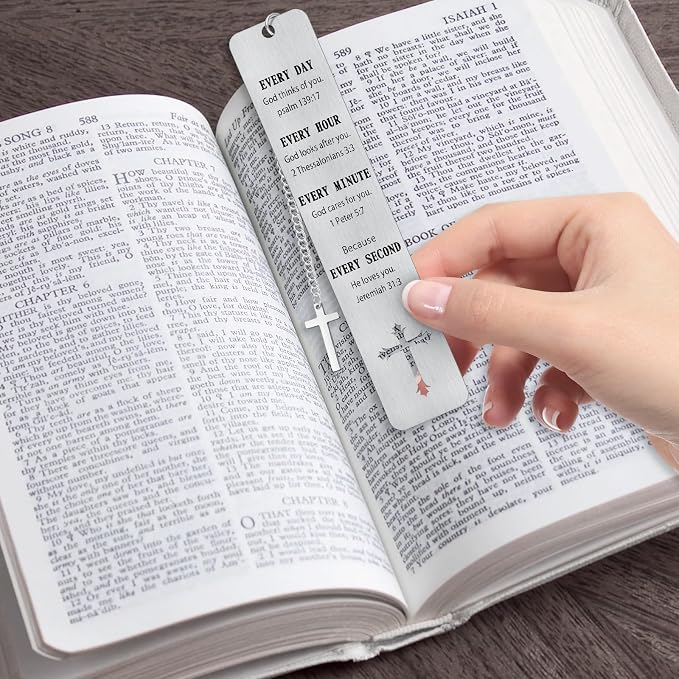 COCHIE 3PCS Metal Bookmark Bulk Christian Gifts, First Communion Gifts for Women Men Girls Boys, Bible Bookmarks with Cross Tassel, Religious Bookmark Faith Gifts Easter Basket Fillers (Cross)