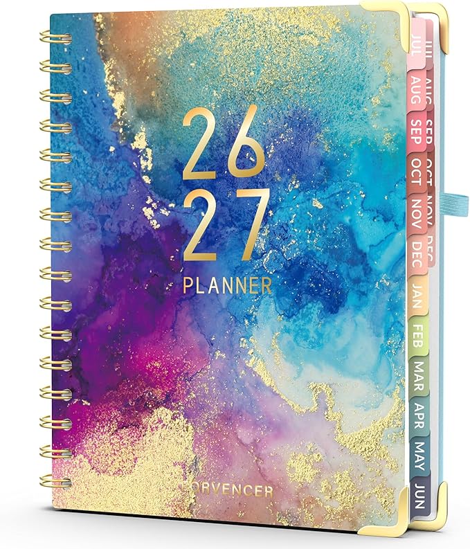 Jul 2026 - Dec 2027 Planner, Forvencer 18 Month Academic Planner 2026-2027, 6.3" x 8.4", Calendar Planner Weekly and Monthly, Daily Agenda Book, School Supplies for Student Teacher, A5, Marble Style
