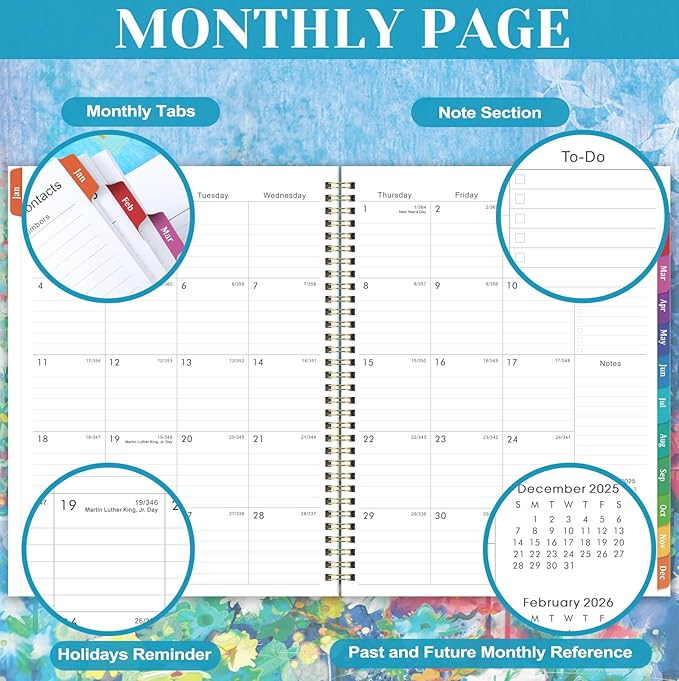 2026 Planner - 9" x 11", 2026 Planner Weekly & Monthly, JAN.2026 - DEC.2026, 2026 Calendar with Sturdy Cover, Premium Paper, Twin-wire Binding, Monthly Tabs