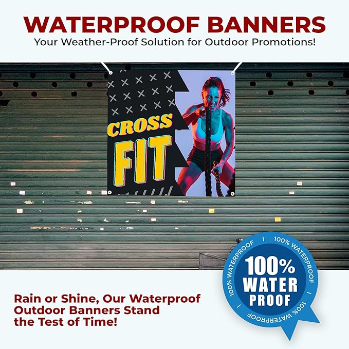Crosss Fit Large Banners and Signs for Outdoor by Mavis Printing-Polyester Banner with 4 Holes for Easy Hang Indoor & Outdoor|4x1 Feet HD Print Sign to Promote Church| Made in USA
