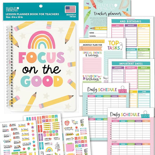 Hadley Designs Teacher Planner 2026-2027 Academic Year - Undated Teacher Lesson Planner Book for Teachers, Homeschool Planners 2026-2027, First Year Teachers Must Haves, Back to School Teaching Gifts
