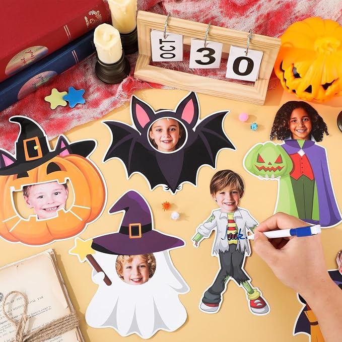 gisgfim 80Pcs Halloween Cutouts Boo Ghost Decorations Bulletin Board Halloween Pumpkin Paper Cut-Outs Classroom Decor for Boy Girl DIY Craft Photo Wall Kindergarten Preschool Party Favor Supply