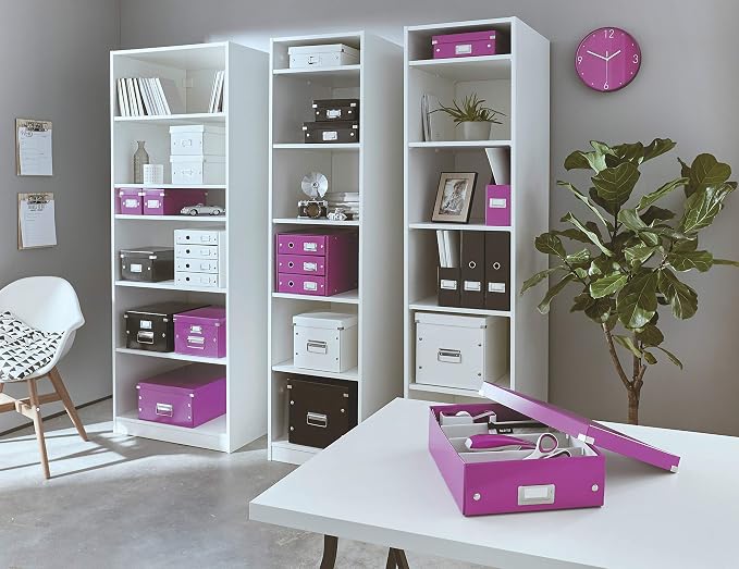 Leitz A5 Storage Box, Click and Store Range 60430001 - Small, Purple Organiser Box A5