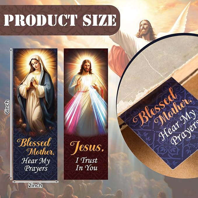 Skyygemm 100 Pcs Catholic Devotional Prayer Bookmark Bible Bookmark Assorted Holy Cards with Catholic Saints and Prayers Christian Religious Gift for Woman Man
