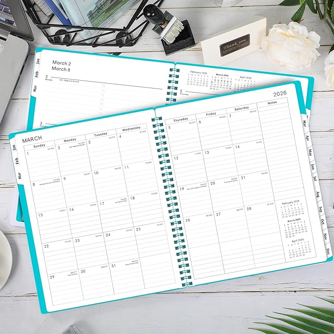 Planner 2026-2027 - 2026 Planner(January - December 2026), 8" x 10", Calendar Planner 2026, 2026 Planner Weekly and Monthly Spiral Bound, Flexible Cover, To-Do List, 12 Monthly Tabs