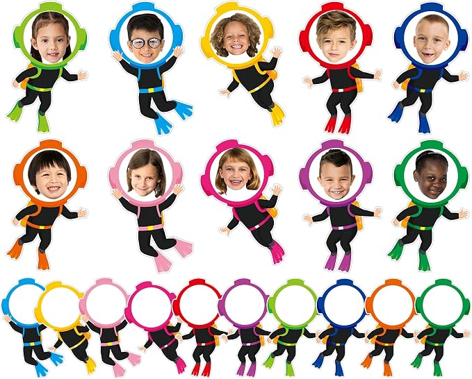 gisgfim 80Pcs Summer Cutouts Diving Suit Decorations Under the Sea Bulletin Board Ocean Diver Paper Cut-Outs Classroom Decor for Boy Girl DIY Craft Photo Wall Kindergarten Preschool Party Favor Supply