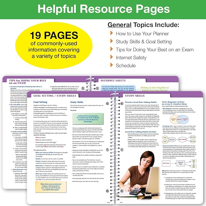 Global Datebooks 2026-2027 Middle & High School Student Planner 8.5" x 11" - Dated Weekly & Monthly Academic Planner with Ruler/Bookmark & Stickers, Ideal for Homework, Block Style, Rainbow Linen