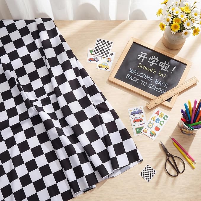 Mindsoft 48 '' x 107 '' Black and White Checkered Bulletin Board Fabric Back to School Classroom Decoration for Bulletin Board Background Decor Pillow Crafts