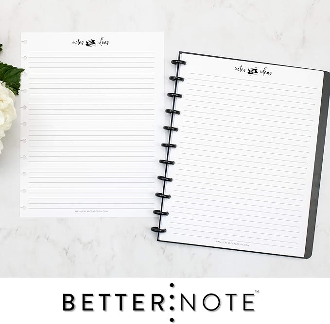 BetterNote Notes Refill Pages for Disc Notebooks, fits Happy Planner, Levenger Circa, TUL, Staples Arc, InkWell Press, Talia (Whimsy- 25 Sheets, 11-Disc, 8.5"x11")