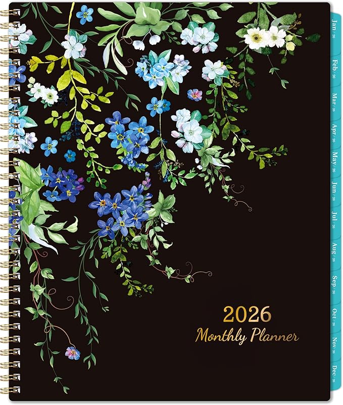 2026 Monthly Planner - 9'' x 11'', Large 12 Monthly Calendar/Planner 2026, Jan. 2026 - DEC. 2026, 2026 Calendar Planner with Twin-wire Binding, Note Pages, Tabs, Inner Pocket, Thick Paper