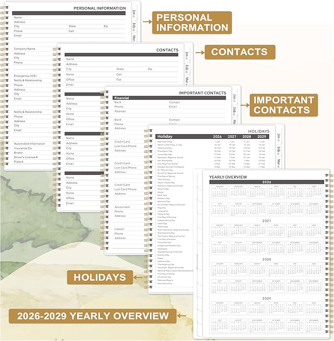 2026-2029 Monthly Calendar Planner - 9" × 11", Large 3 Year Monthly Planner, JUL. 2026 - JUN. 2029, Large Calendar with Tab, Premium Paper, Back Pockets, Sturdy Cover