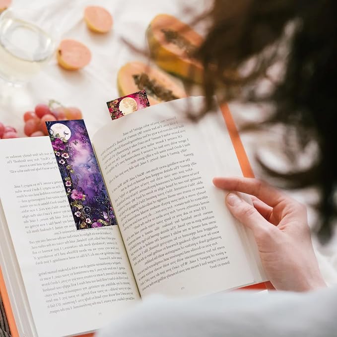 Moonlight Garden Fantasy Bookmarks Set – Unique Double-Sided Matte Laminated Page Markers, Aesthetic Floral Funny Book Mark for Office, School, Students, Teachers and Book Lovers(No Holes(100pcs))