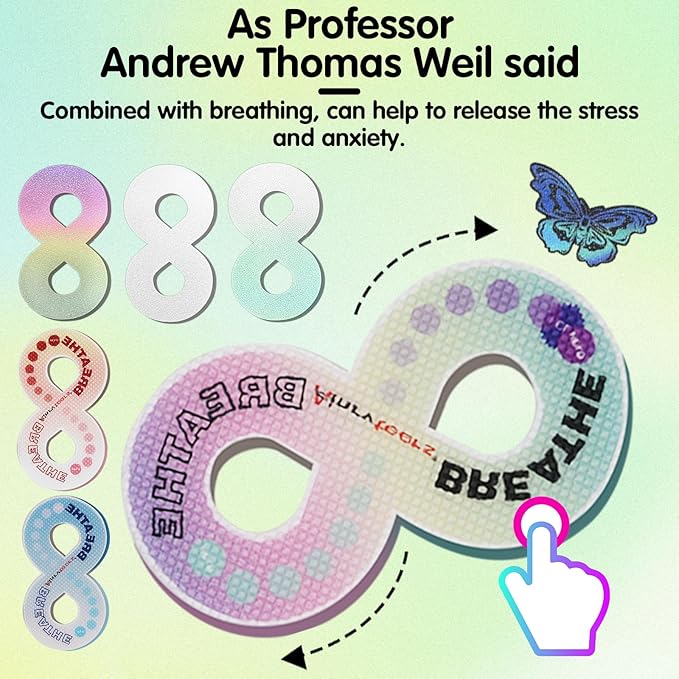 42 Pierces Calm Stickers for Anxiety Sensory Anti Stress Tactile Textured Combined with Breathing Exercise Fidget Strips Suitable and Adults (Mixed Loading)