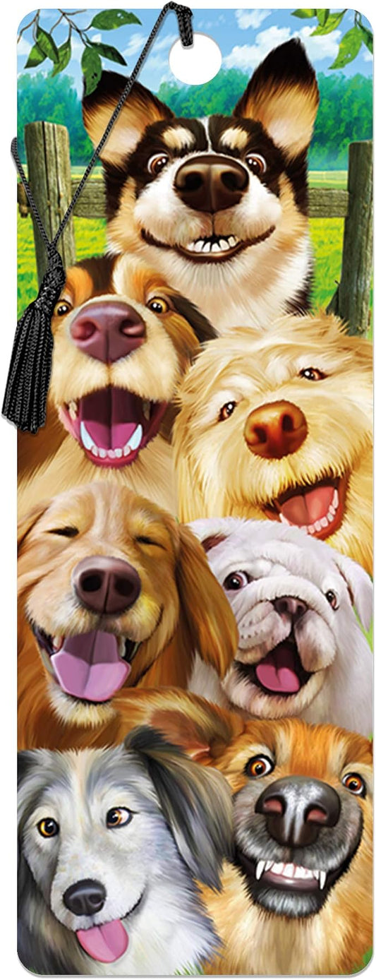 3D LiveLife Bookmark - Canine Selfie from Deluxebase. Cute Lenticular Dog Page Marker. Animal Themed Accessories for Book Lovers. Small Gifts for Men, Women, Writers and Teachers.