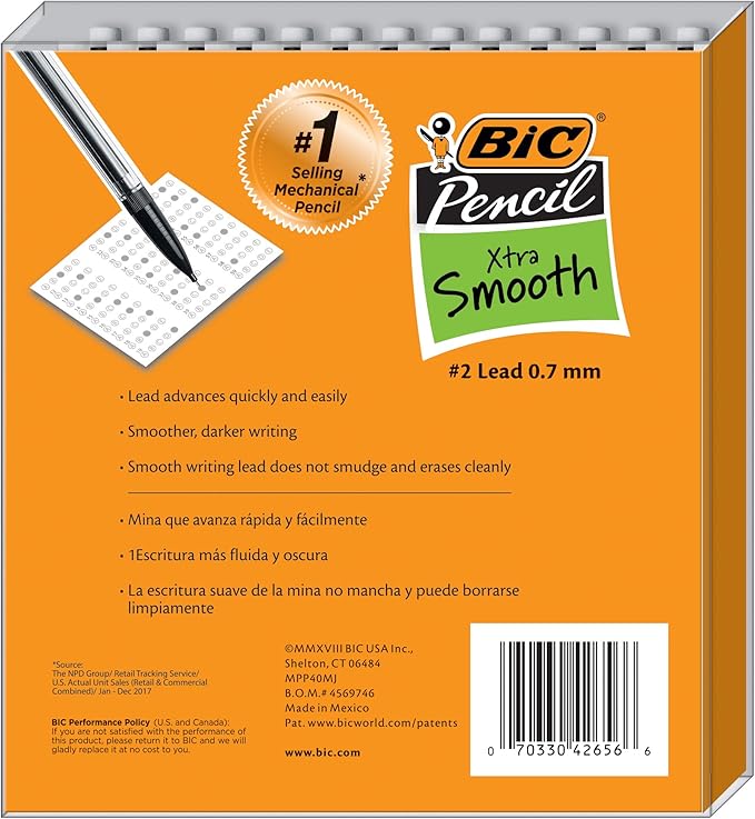 BIC Xtra-Smooth Mechanical Pencil, Medium Point (0.7 mm), 40-Count