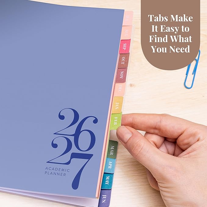 Rileys Academic Planner 2026-2027, Daily, Weekly & Monthly Planner, July 2026 - June 2027, Student Notes Pages, Twin-Wire Binding, Weekly Agenda for School & Work (8 x 6-Inches, Classic, Blue)
