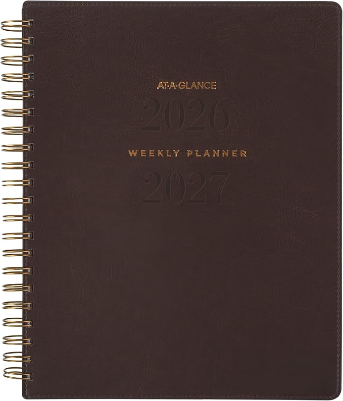 AT-A-GLANCE Planner 2026-2027 Weekly & Monthly Academic 13-Month July-July, 8-1/2" x 11", Signature, Brown (YP905A09)