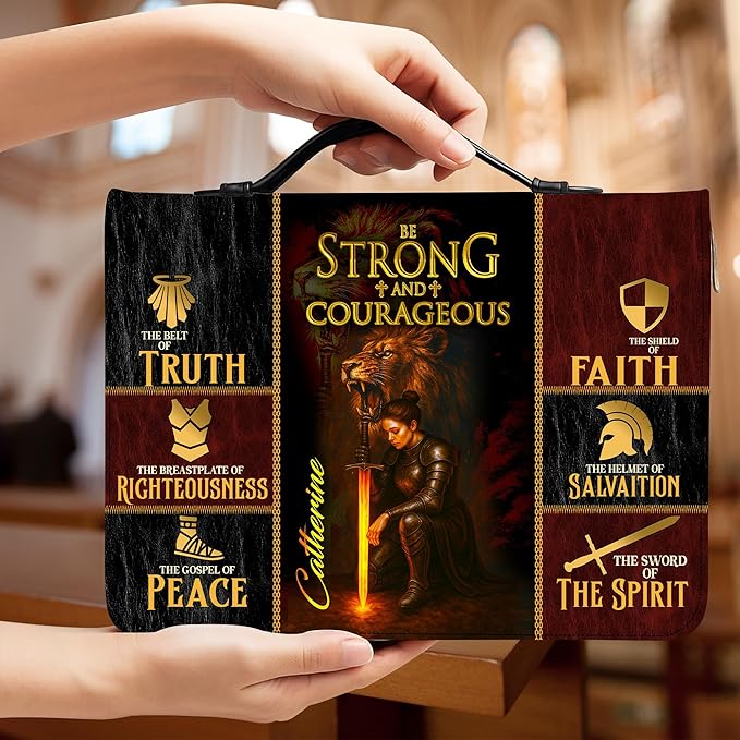 Personalized Man of God Bible Cover, God Says I Am Bible Case PU Leather, Bible Holder Handle Zipper, Faith Scripture with Name Case Bag, Religious Gifts for Church Christians Women Men (GOD-13)