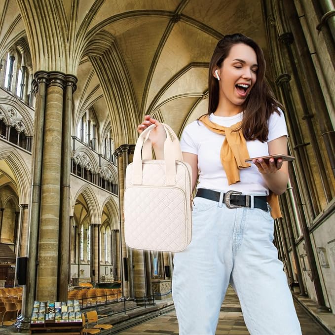 Bible Cover for Women, Bible Case with Handles,Carrying Bible Bag Scripture Case Church Bag Bible Protective with a Zippered Front Pocket & Back Pocket