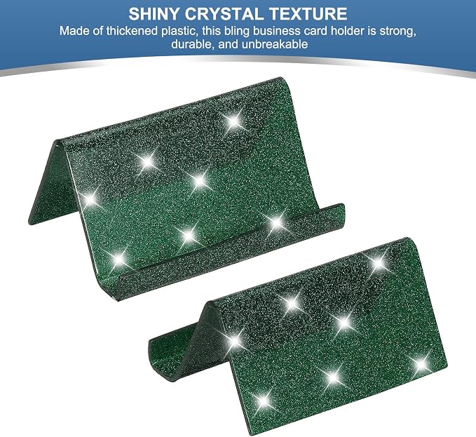 PATIKIL Business Card Holder for Desk, 2Pcs Acrylic Business Card Holders Shine Card Stand Organizer Cards Display for Office Exhibition, Green