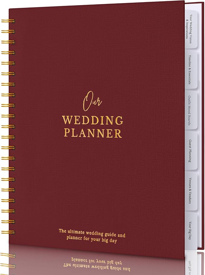 Timeless Premium Linen Wedding Planner Book and Organizer – Wedding Planning Book, Comprehensive Keepsake & Countdown Binder, Perfect Engagement Gift for Women, 11" x 9" (Rose)