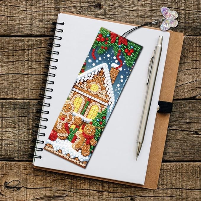 ARTopet 6Pcs DIY Diamond Art Painting Bookmarks with Colorful Butterfly Pendant PET Bookmark Ornament Double Sided Pattern Single Sided Diamond Book Marker Clip Gifts Tags-02