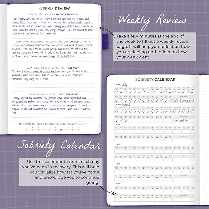 Clever Fox Addiction Recovery Journal – Addiction Treatment Planner & Workbook – Daily Sobriety Journal for Recovery Progress, A5 (Purple)