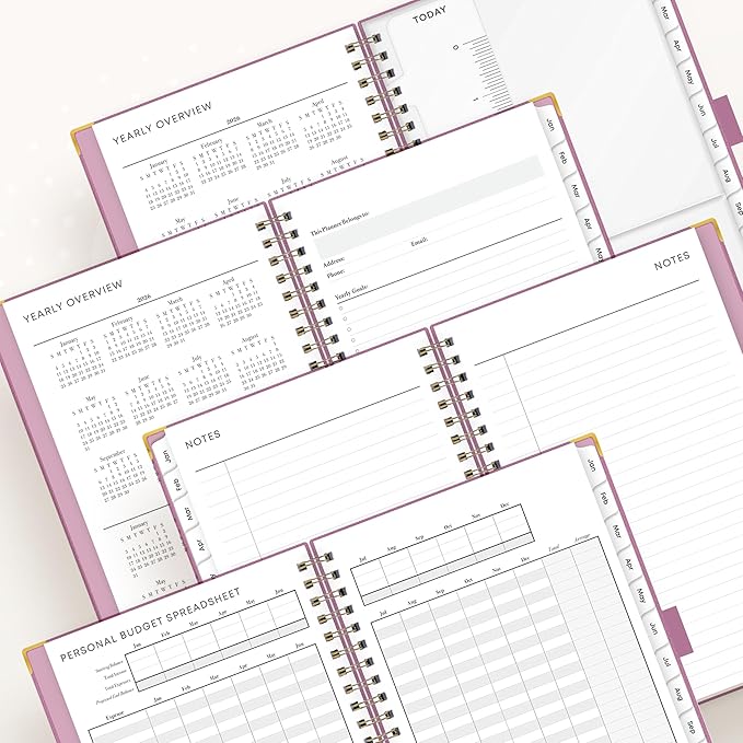 Blue Sky 2026 Weekly and Monthly Planner Calendar, January 2026 - December 2026, 5" x 8", Faux Leather Cover, Durable Twin Wire Binding, Storage Pocket, Laminated Tabs, Includes Pen Loop, Bungee, Ruler, Imperial Rose