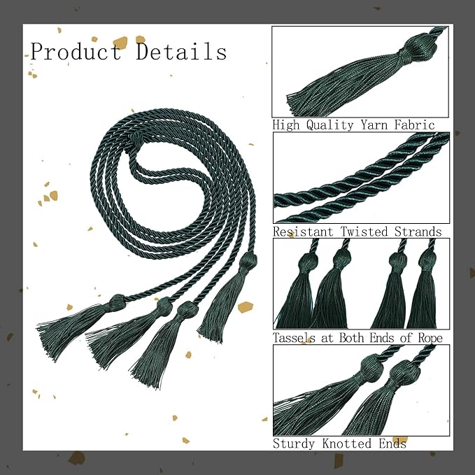 Graduation Double Honor Cords with Tassels Braided Academic Ropes for High School College Ceremony 68 Inch (Forest Green)