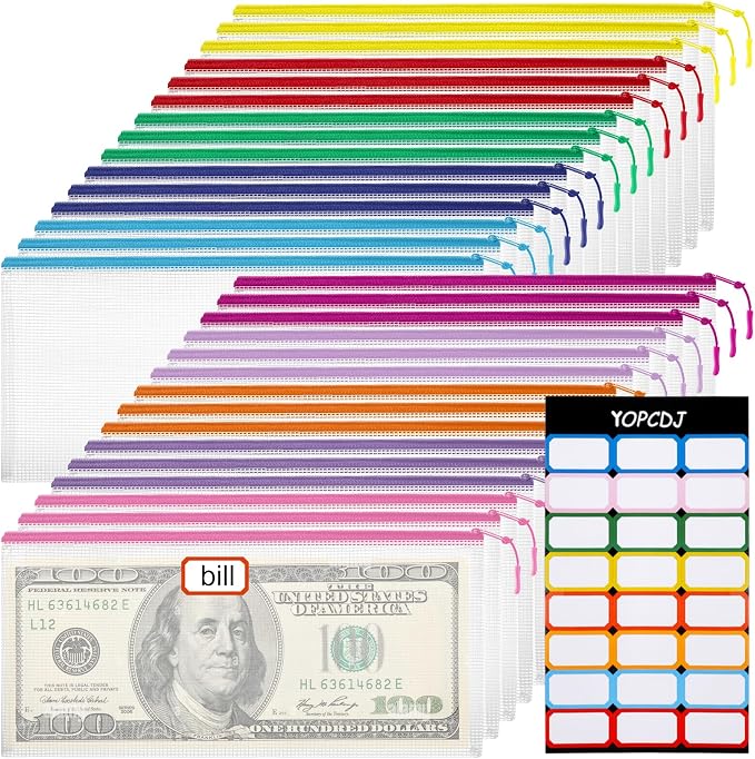 YOPCDJ 30PCS Mesh Zipper Pouch Bags Small, Zipper Pencil Pouches, 9.3 x 4.7 inch Clear Pencil Pouch Bulk, Clear Bags with Zipper for Travel Storage and Classroom Organization