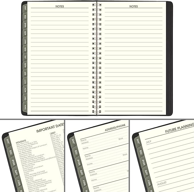 AT-A-Glance 2027 Appointment Book Planner, Weekly & Monthly, 5" x 8", Hourly, Recycled, Black (70100G0527)