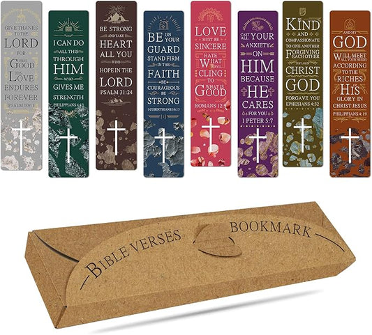 ANZON MORIES 48 Pieces Christian Scripture Bookmarks with Bible Verse Quotes & Storage Box, Inspirational Book Mark Religious Marker Christian Art Gift Bookmark for Reading Lover, Men, Women, Kids