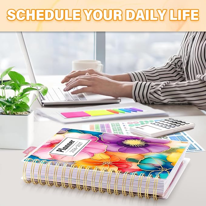 Planner 2026-2027, Large 18 Months Academic Daily Weekly Monthly Planner Yearly Agenda Jan. 2026–June. 2027, 7.9" x 9.8", Page Tabs, Separator Page, Pocket Folder, Bookmark, Stickers, Sticky Note Set